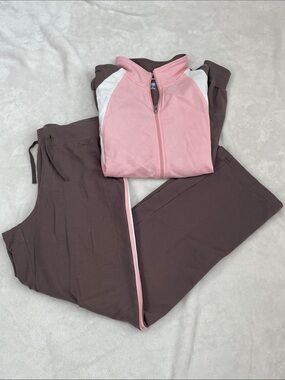SJB Active Women's Pink & Brown Zip-Front Track Jacket and Jogger Set